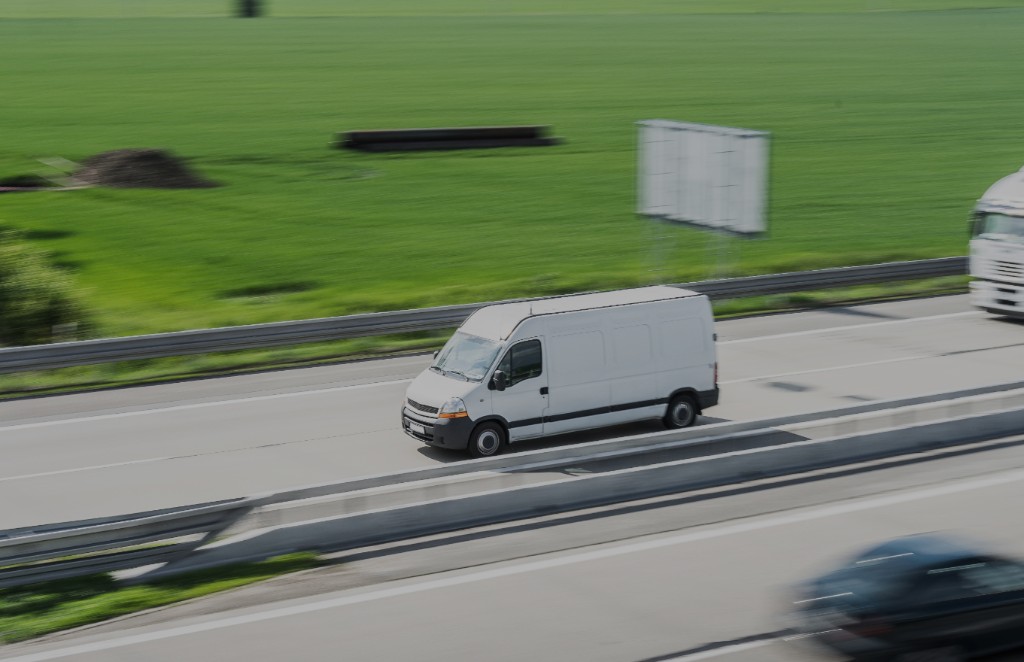 TYDD courier van on the motorway
